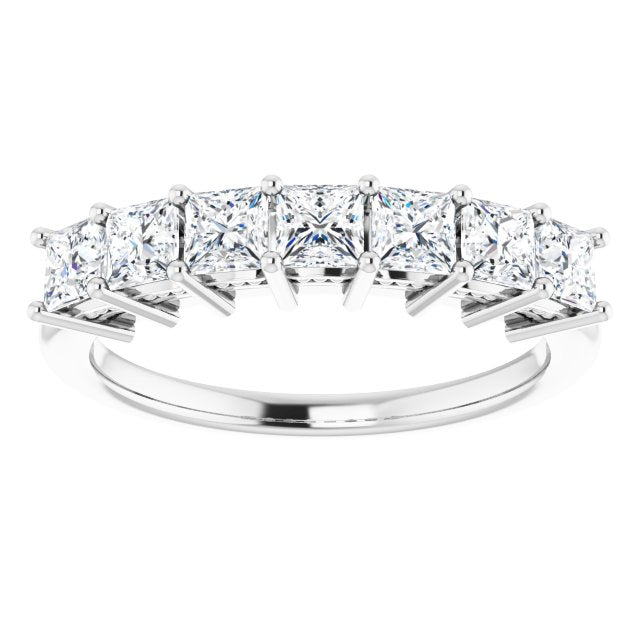 1.26 ct. Princess Cut Diamond Wedding Band 7 Stone Anniversary Ring-VIRABYANI
